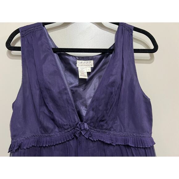 Womens Purple Baby doll , Grunge 100% Silk Dress, L ,Max Studio Special Edition - Picture 6 of 6